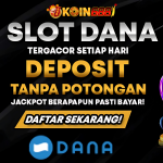 Banner promosi slot Dana di KOIN688 dengan tulisan tergacor setiap hari, deposit tanpa potongan, dan jackpot pasti cair