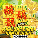 Banner promosi game slot Mahjong gacor KOIN688 dengan naga emas dan minimal deposit Rp 5.000