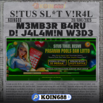 Banner promosi Koin688 menampilkan situs togel resmi dengan pasaran pools, lotto, minimal betting 10 perak, dan jaminan jackpot pasti bayar.