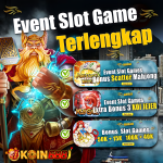 Banner promosi Event Slot Game Terlengkap dari Koin688 yang menampilkan berbagai bonus seperti bonus scatter Mahjong dan extra bonus 3 KOI JEJER.
