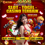 Banner promosi Koin688 menampilkan permainan slot, togel, dan live casino dengan wanita cantik serta pelayanan 24 jam.