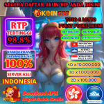 Ilustrasi promo togel online KOIN688 dengan RTP 98.8%, garansi kalah 100%, dan saldo gratis download APK