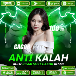 Gambar banner promosi situs slot gacor 2025 Koin688, menampilkan wanita cantik dengan latar hijau neon, tulisan anti kalah dan 100% gacor