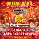 Promosi daftar baru KOIN688 dengan akun premium, scatter mudah, bonus langsung WD, dan slot gacor RTP tinggi