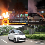 Kondisi Wuling Air ev setelah terbakar di area parkir Bandung