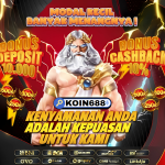 Banner promo KOIN688 dengan bonus deposit Rp10.000 dan cashback 10% untuk pemain slot online