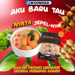 Gambar promo KOIN688 menampilkan cashback 100%, mie kuah telur lava, dan bakso tusuk untuk menggambarkan promo nyata yang bisa dinikmati pemain.