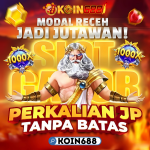 Banner slot Zeus KOIN688 dengan fitur perkalian JP 1000x dan modal receh jadi jutawan