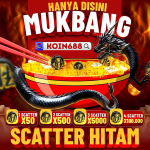 Slot Mukbang Scatter Hitam KOIN688 dengan tema mie pedas dan naga hitam, berhadiah hingga X100.000 dari 4 scatter