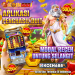 Banner slot Zeus Gates of Olympus dari KOIN688 menampilkan kemenangan besar hanya dengan modal receh
